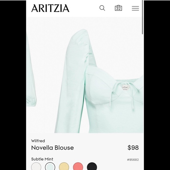 Aritizia Wilfred Novela blouse in subtle mint L - Picture 5 of 6